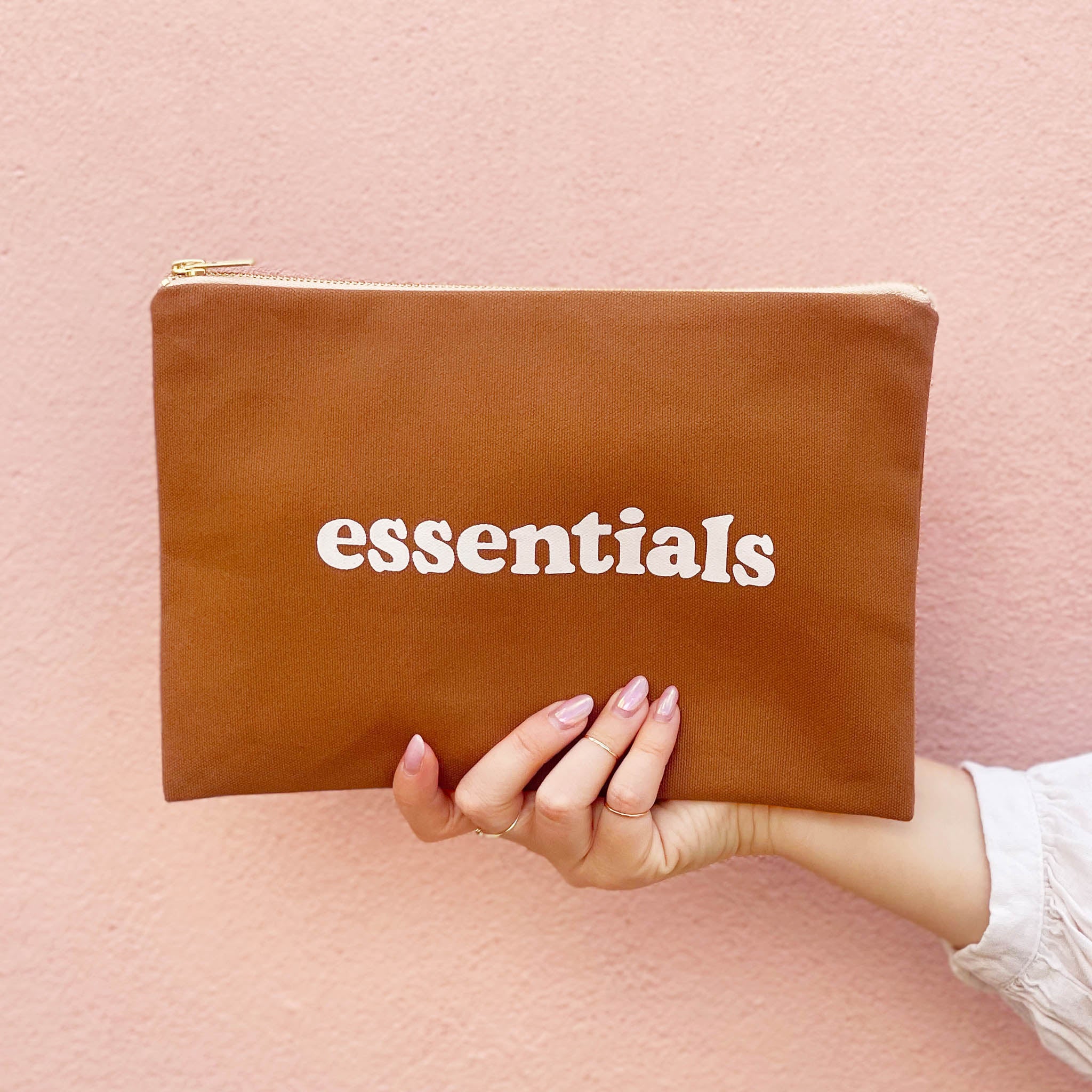 Essentials Tan Pouch Alphabet Bags