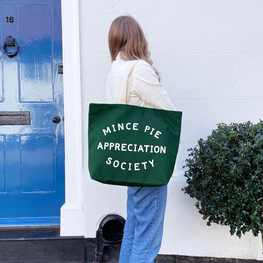 Mince Pie Appreciation Society - Forest Green Canvas Tote Bag