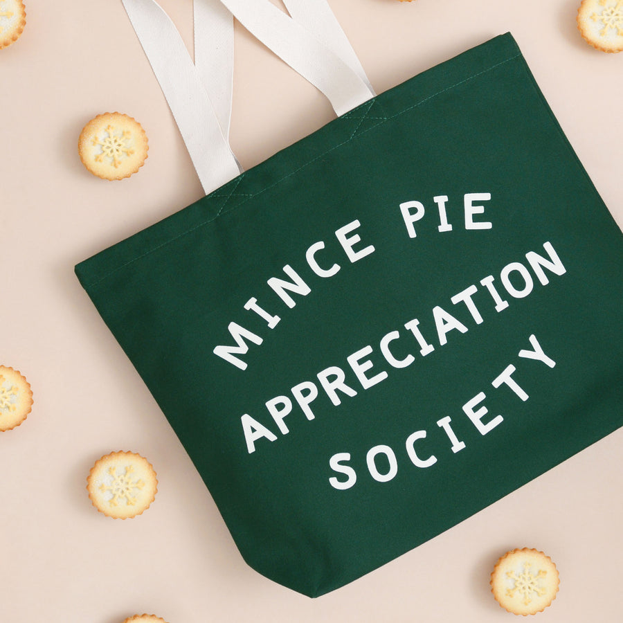 Mince Pie Appreciation Society - Forest Green Canvas Tote Bag