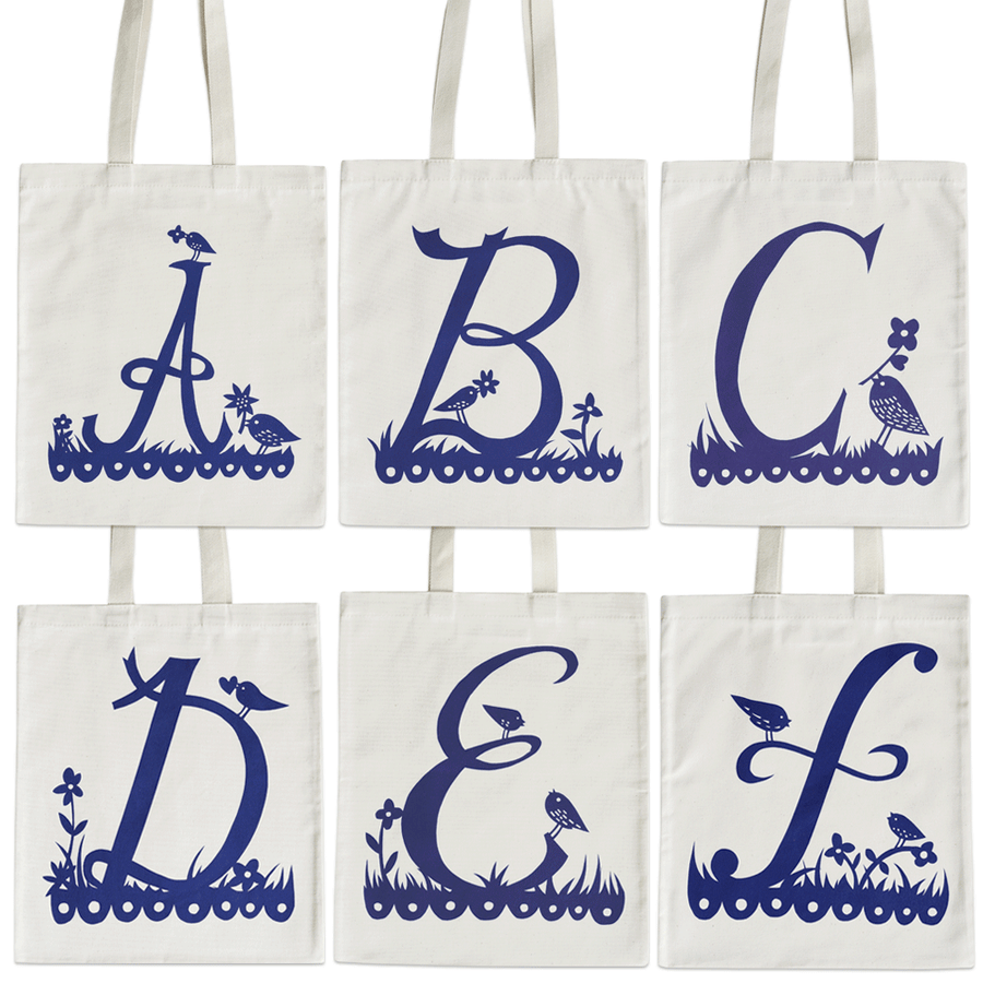 Initial Cotton Tote Bag - Rob Ryan for Alphabet Bags