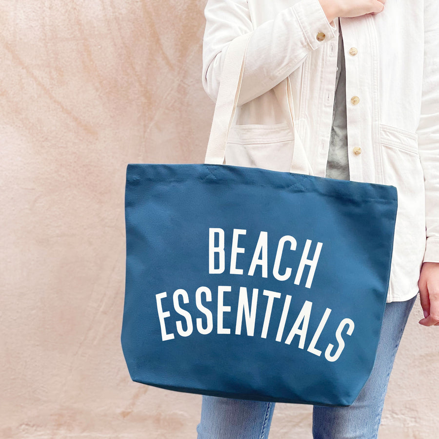 Beach Essentials - Ocean Blue Canvas Tote Bag