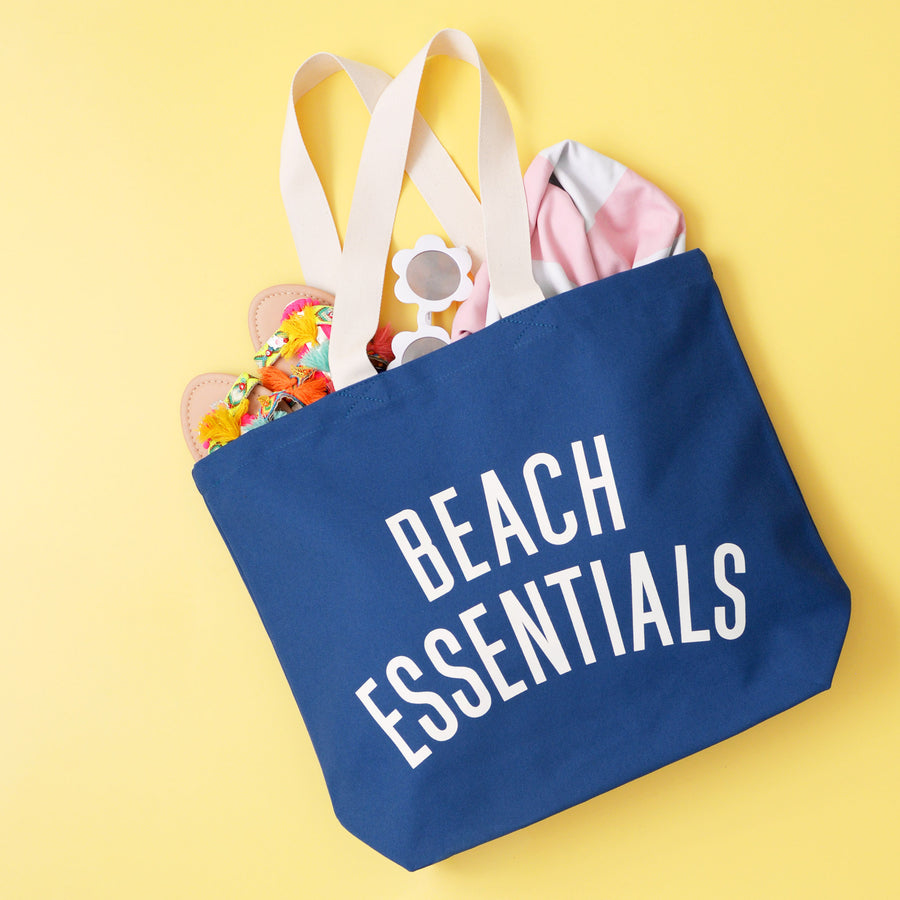 Beach Essentials - Ocean Blue Canvas Tote Bag