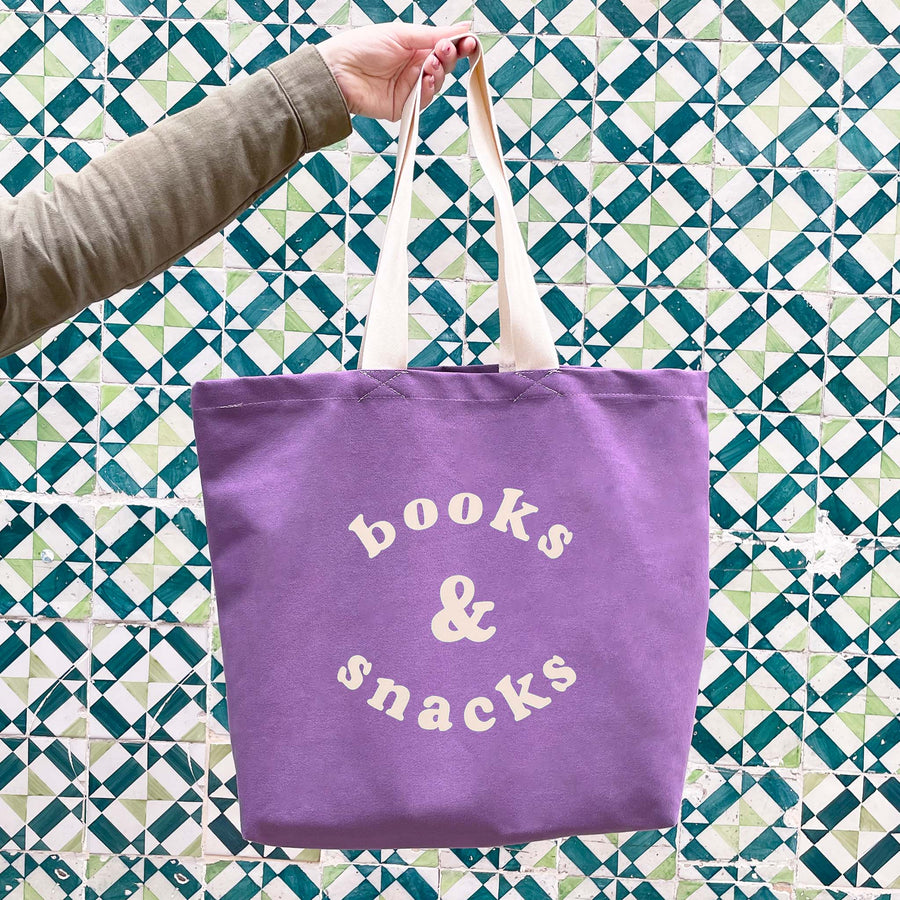 Books & Snacks - Lavender Canvas Tote Bag