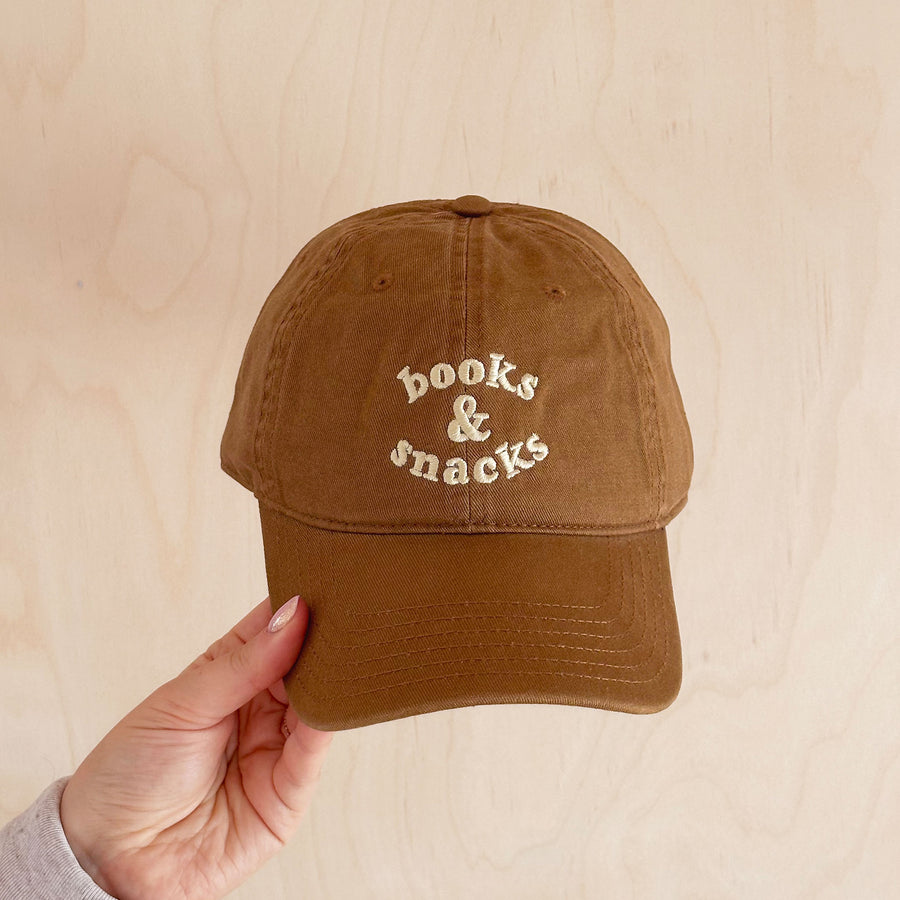 Books & Snacks - Cotton Baseball Cap - Tan