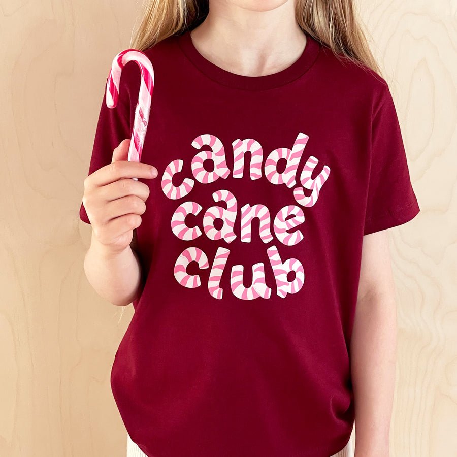 Candy Cane Club - Kid's Tee - Burgundy