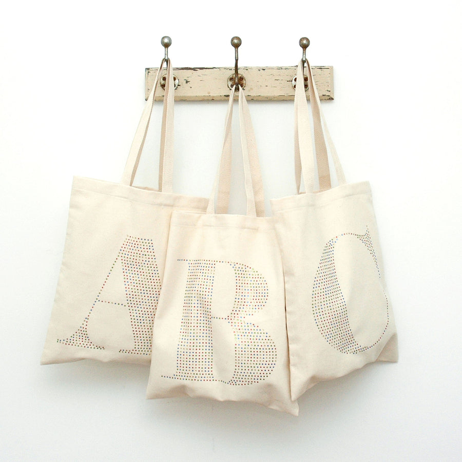 SECONDS - Diamante Initial Cotton Tote Bag