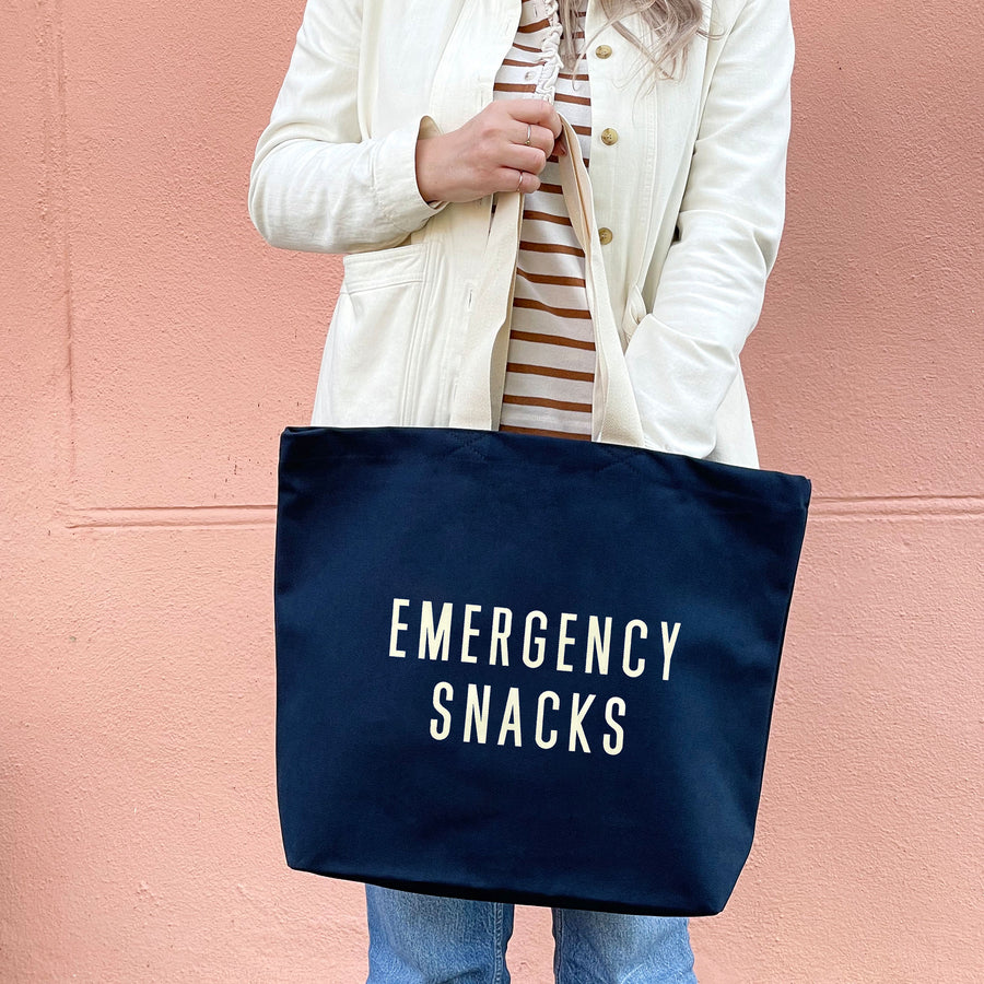 Emergency Snacks - Midnight Blue Canvas Tote Bag