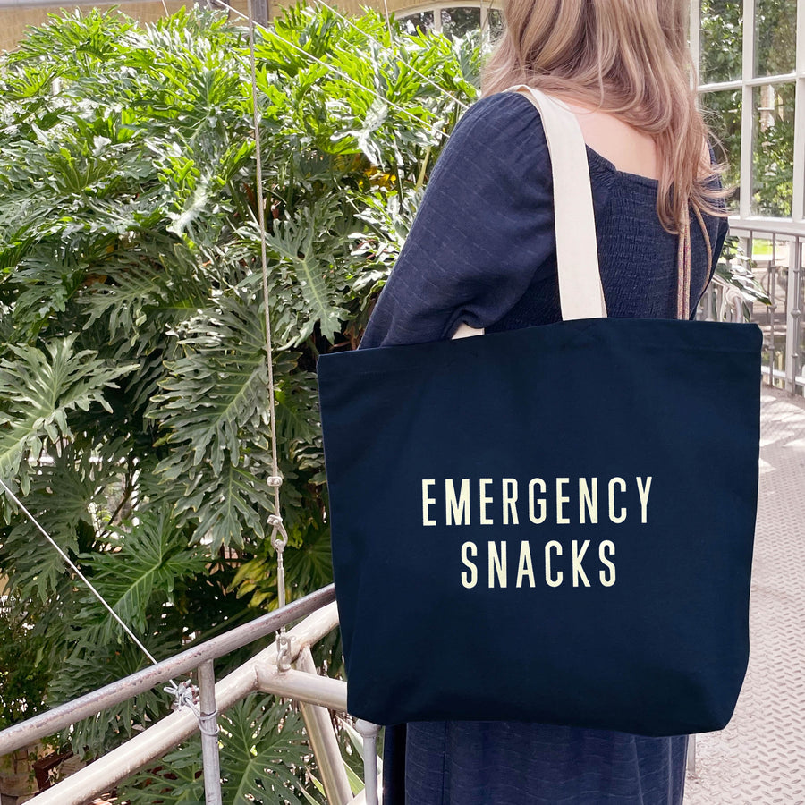 Emergency Snacks - Midnight Blue Canvas Tote Bag