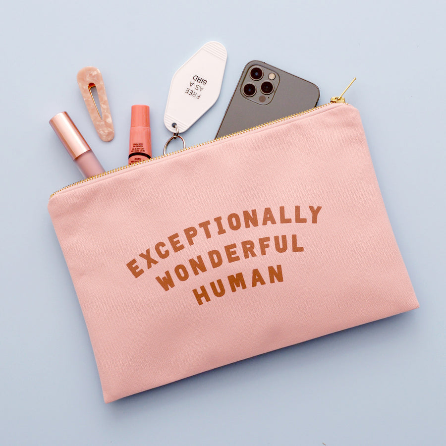 Exceptionally Wonderful Human - Blush Pink Pouch