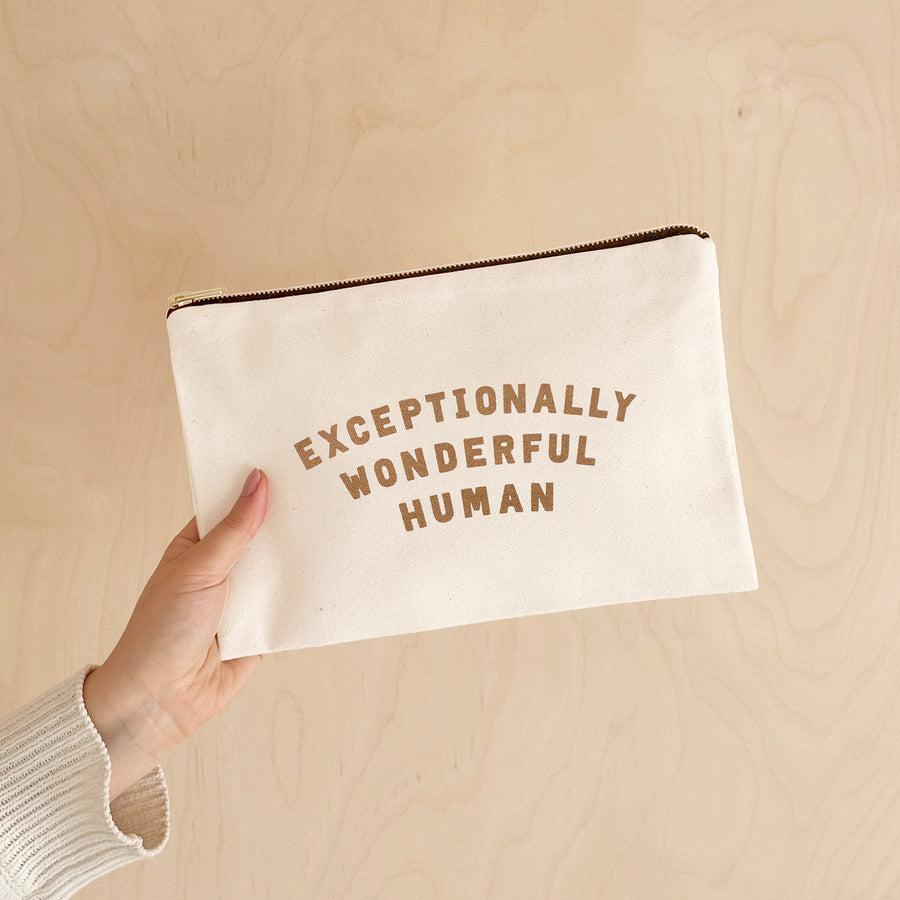 Exceptionally Wonderful Human - Natural Canvas Pouch