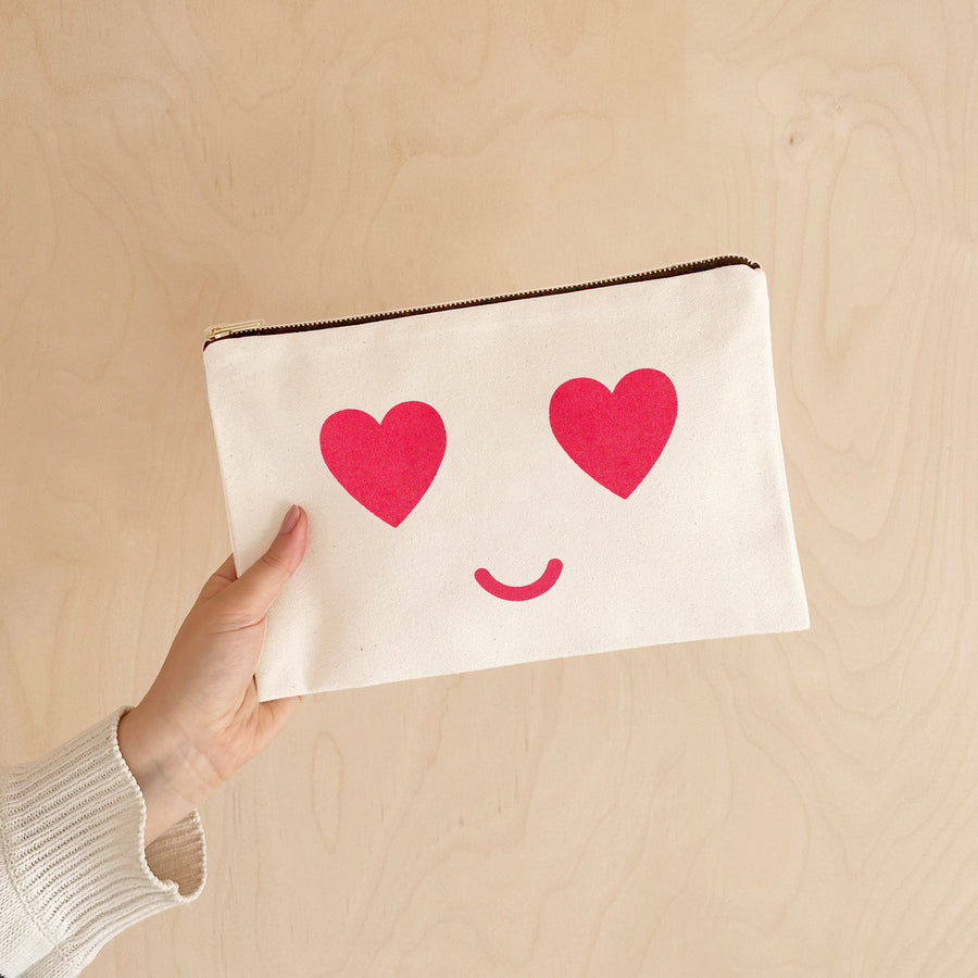 Heart Eyes - Large Canvas Pouch