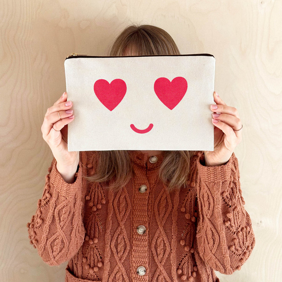 Heart Eyes - Large Canvas Pouch