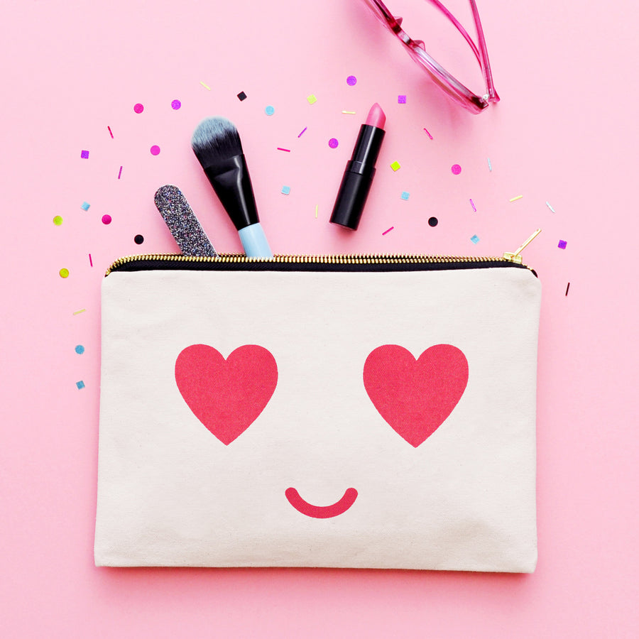 Heart Eyes - Large Canvas Pouch