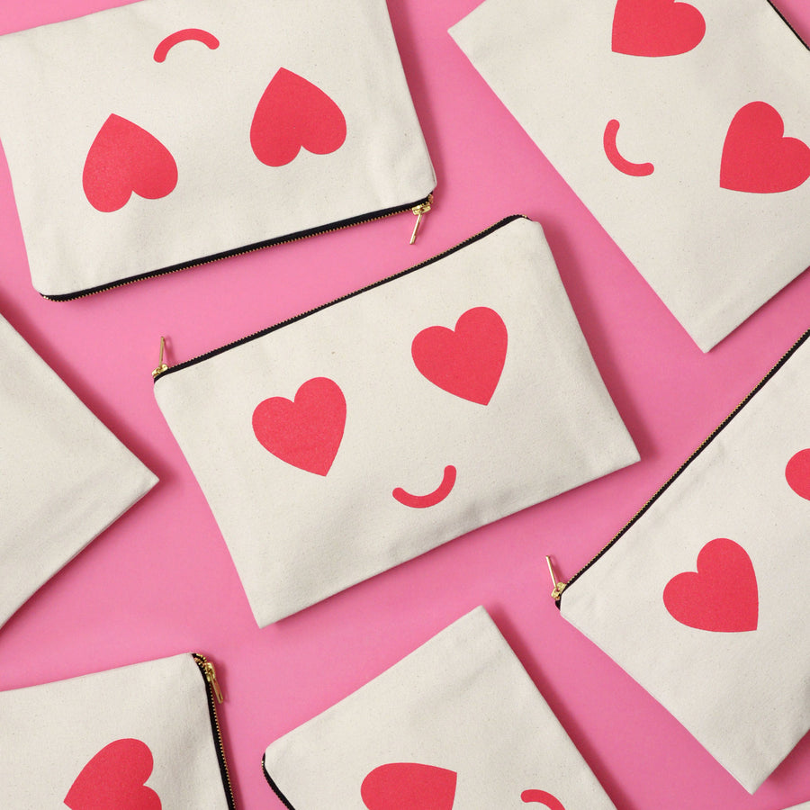 Heart Eyes - Large Canvas Pouch