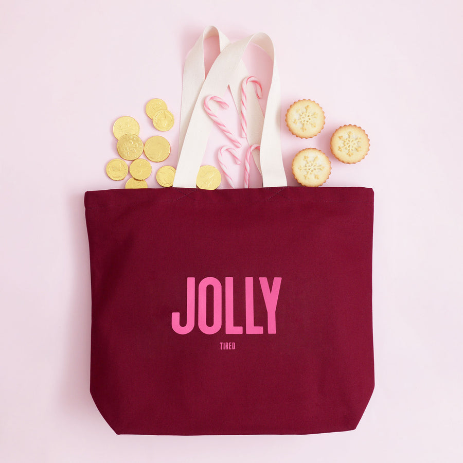 Jolly (Tired) - Burgundy Tote Bag