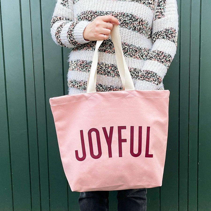 Joyful - Blush Pink Canvas Tote Bag