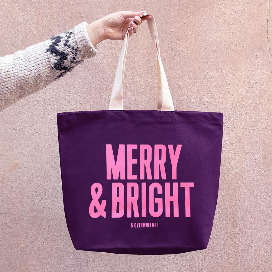 Merry & Bright (& Overwhelmed) - Plum Tote Bag