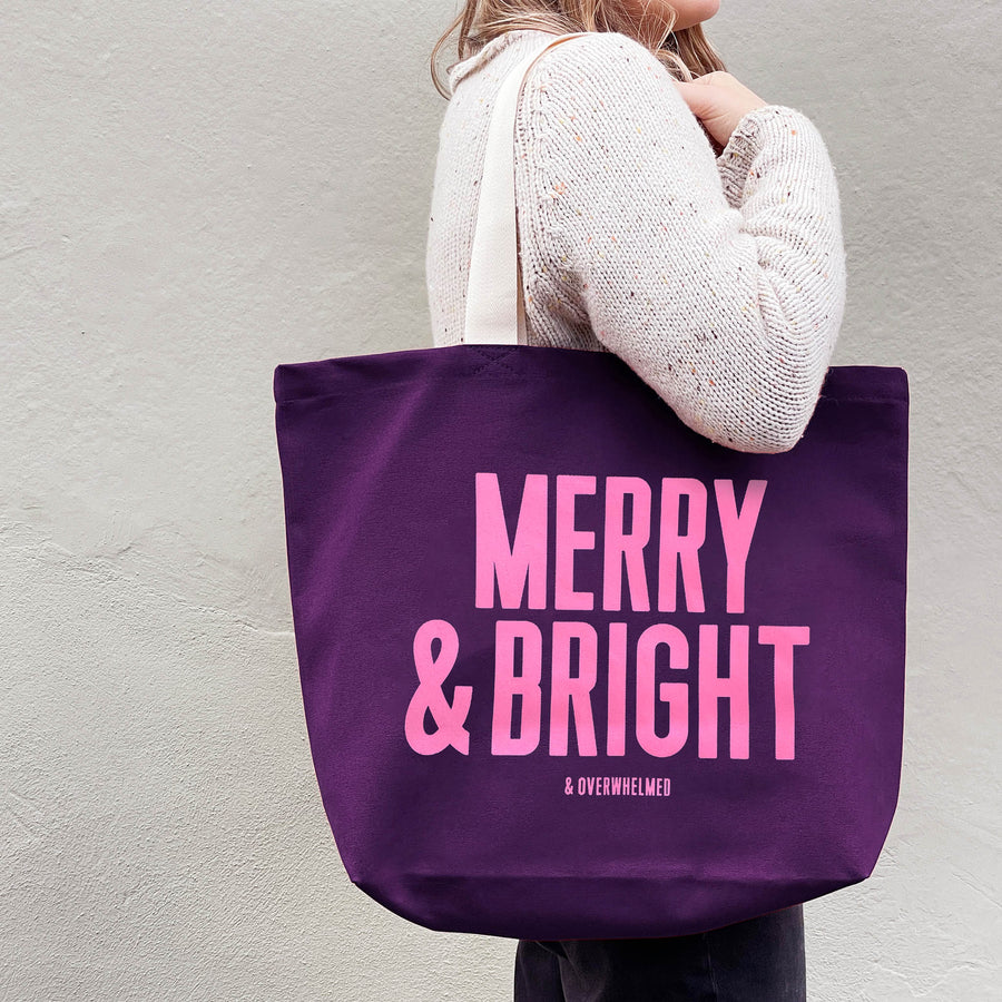 Merry & Bright (& Overwhelmed) - Plum Tote Bag
