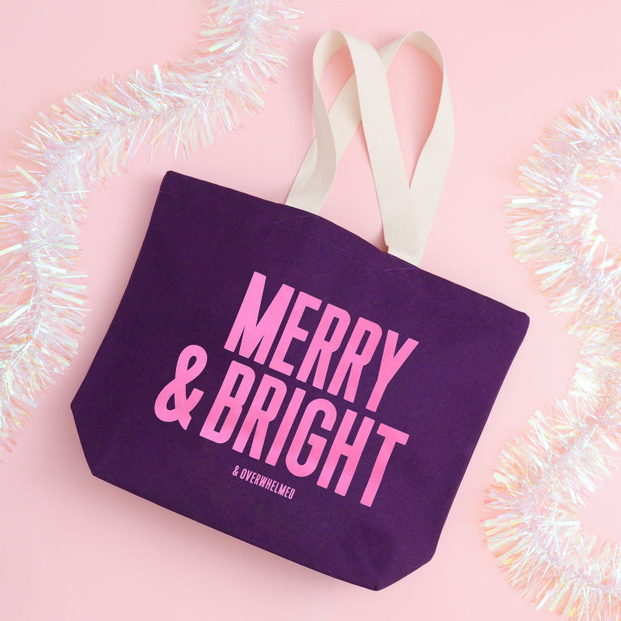 Merry & Bright (& Overwhelmed) - Plum Tote Bag
