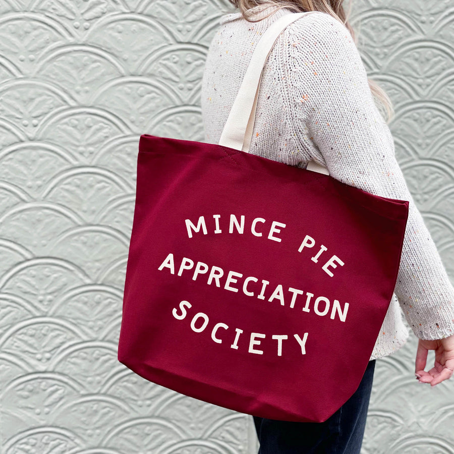 Mince Pie Appreciation Society - Burgundy Canvas Tote Bag