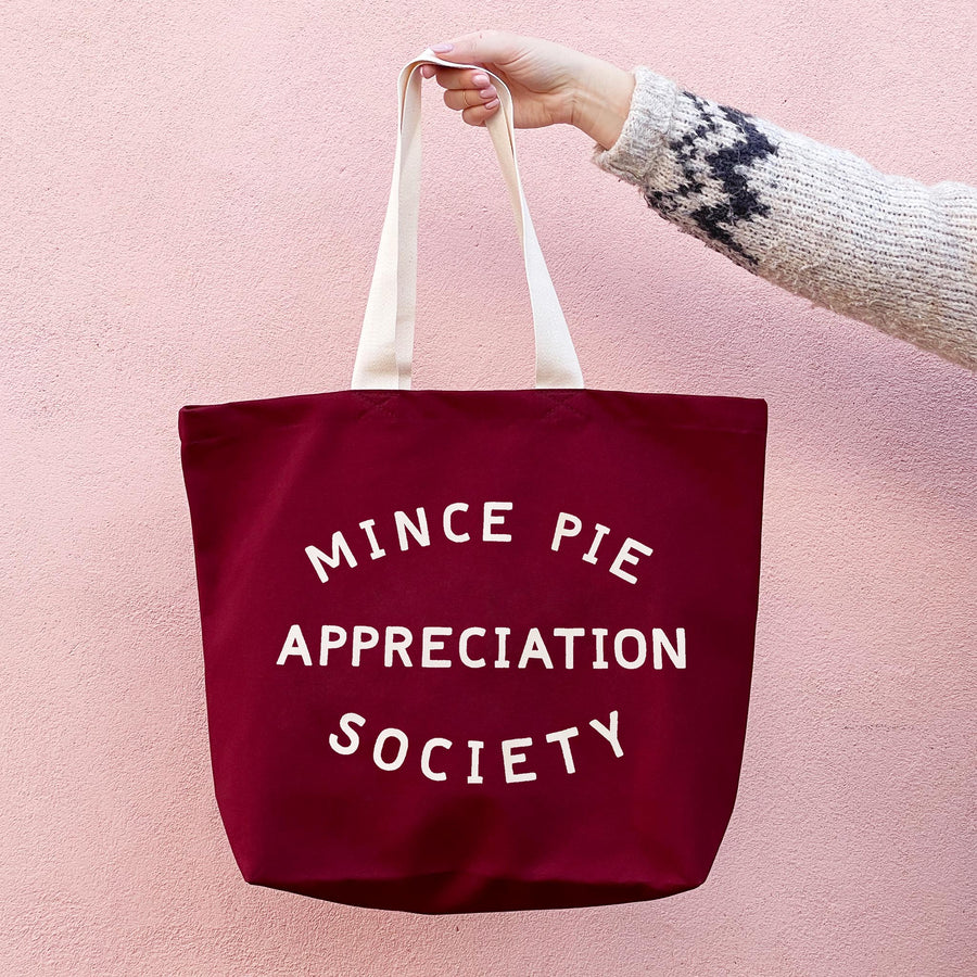 Mince Pie Appreciation Society - Burgundy Tote Bag