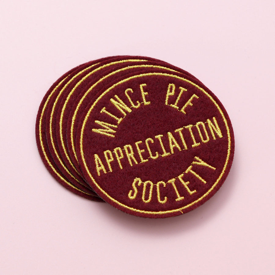 Mince Pie Appreciation Society - Burgundy - Embroidered Patch