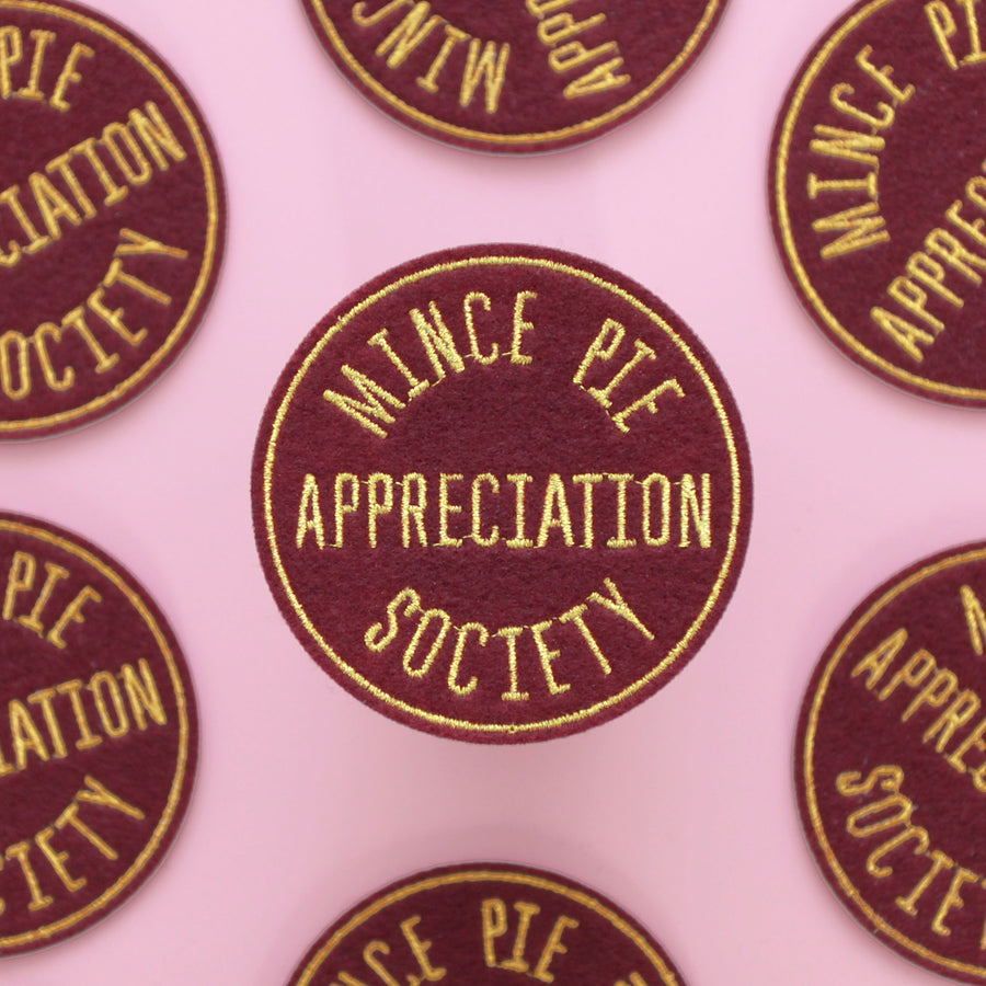 Mince Pie Appreciation Society - Burgundy - Embroidered Patch