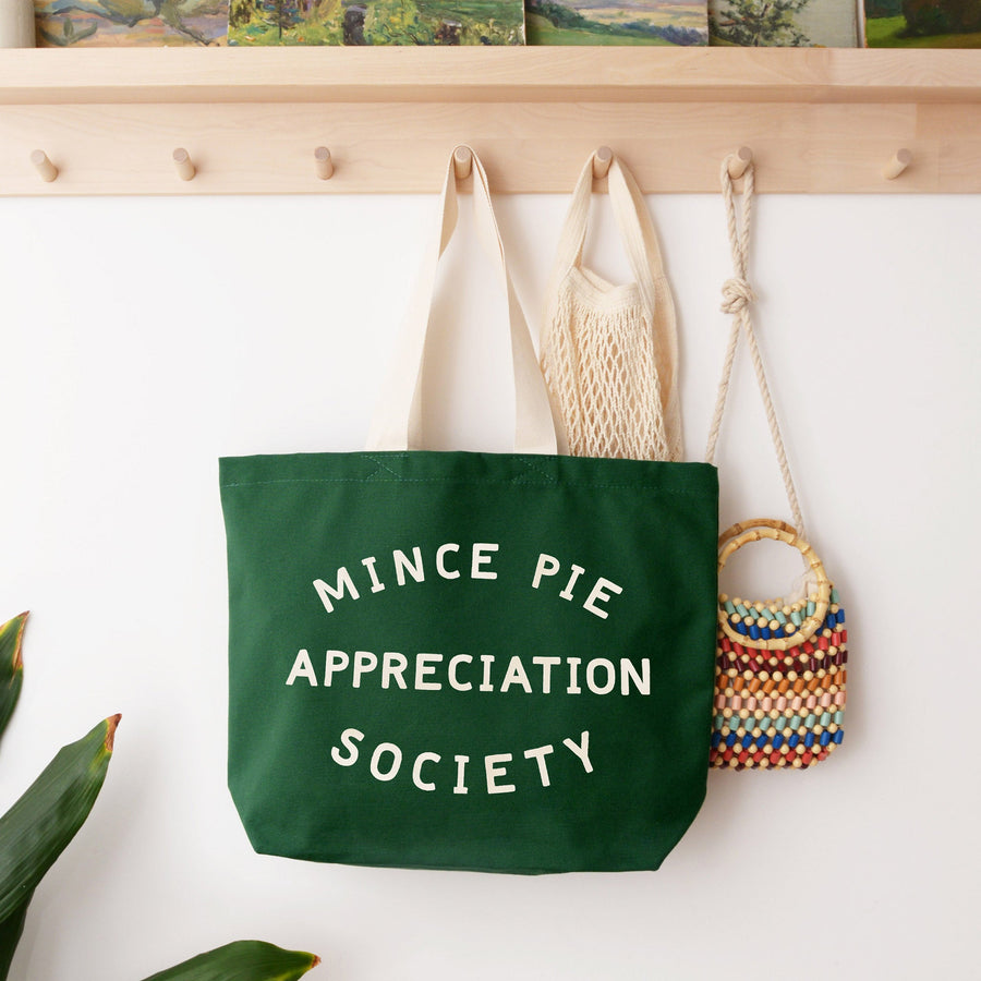 SECONDS - Mince Pie Appreciation Society - Forest Green Canvas Tote Bag