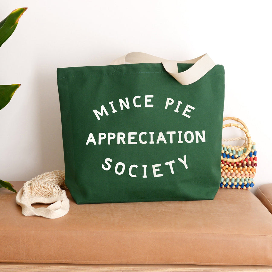 SECONDS - Mince Pie Appreciation Society - Forest Green Canvas Tote Bag