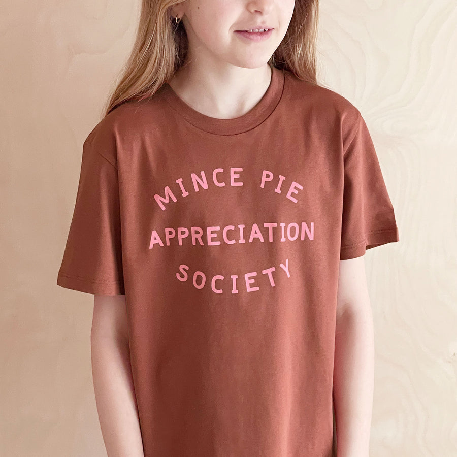Mince Pie Appreciation Society - Kid's T-Shirt - Warm Brown