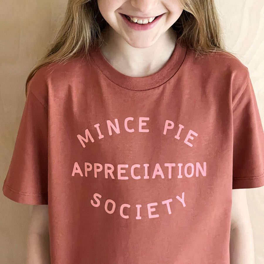 Mince Pie Appreciation Society - Kid's T-Shirt - Warm Brown