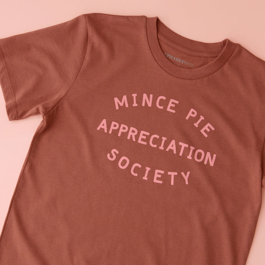 Mince Pie Appreciation Society - Kid's T-Shirt - Warm Brown