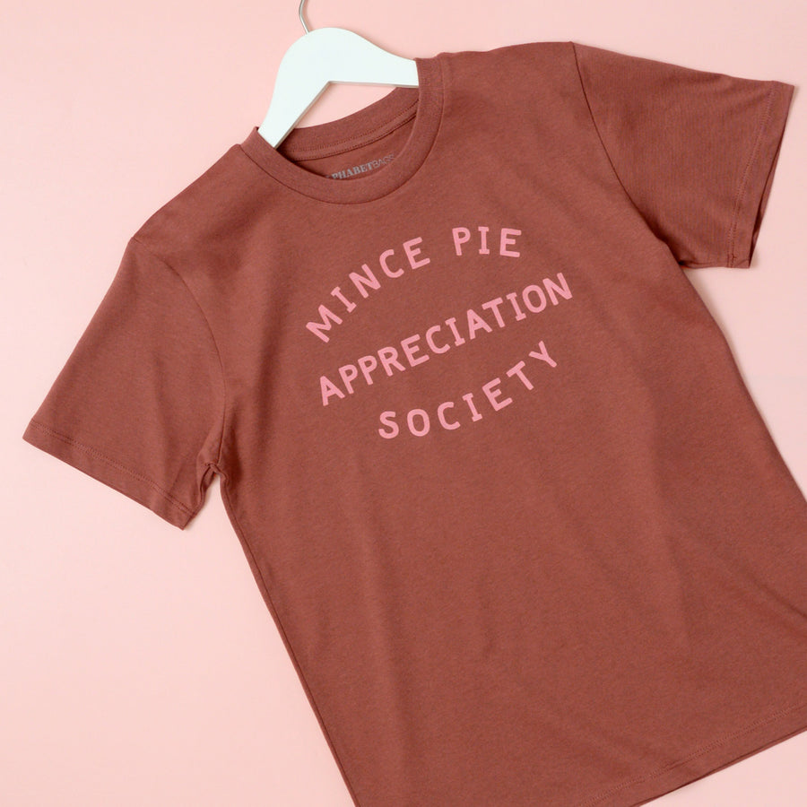 Mince Pie Appreciation Society - Kid's T-Shirt - Warm Brown