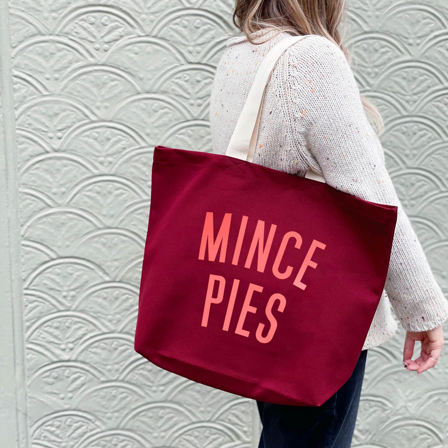 Mince Pies - Burgundy Tote Bag