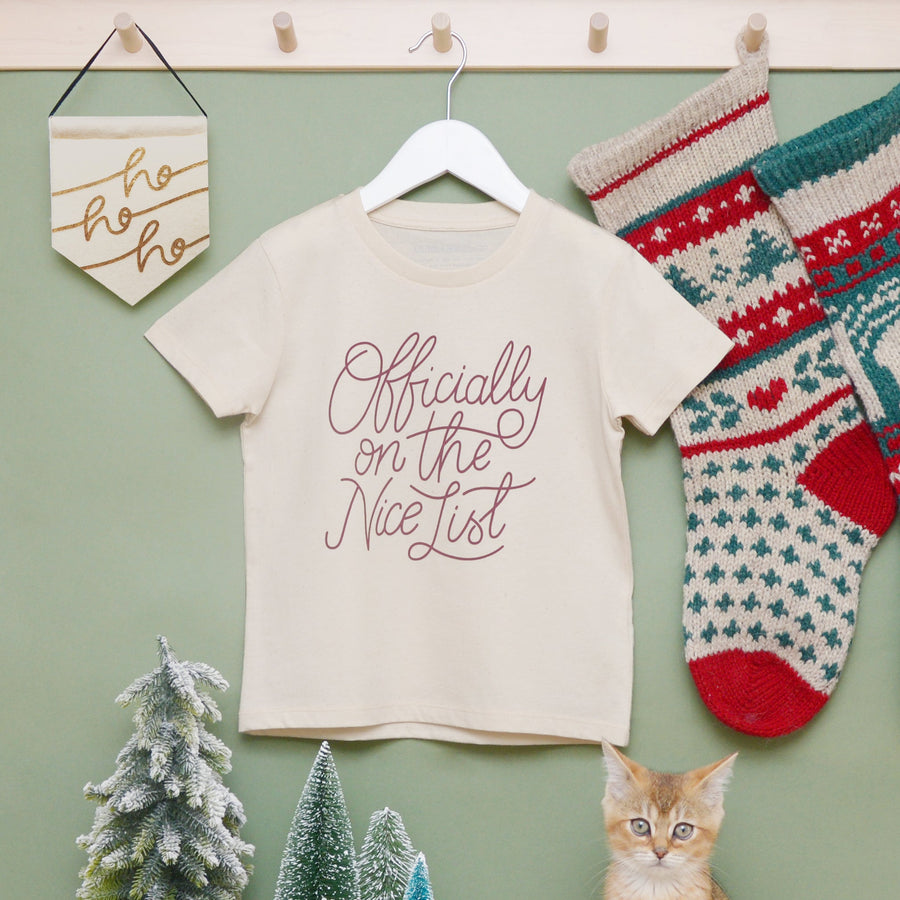 SECONDS - Officially on the Nice List - Kid's T-Shirt - Natural Fleck