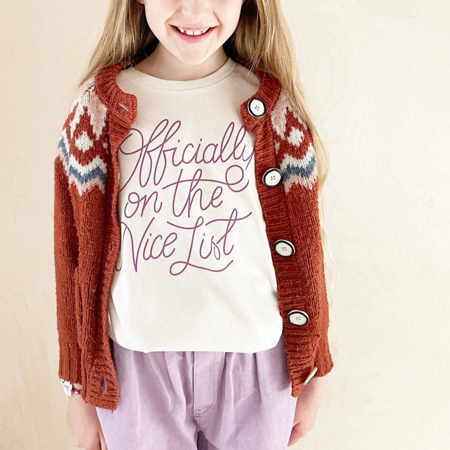 SECONDS - Officially on the Nice List - Kid's T-Shirt - Natural Fleck