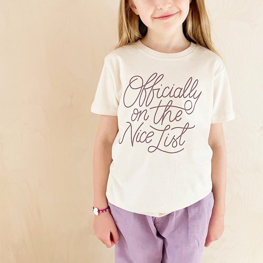 SECONDS - Officially on the Nice List - Kid's T-Shirt - Natural Fleck