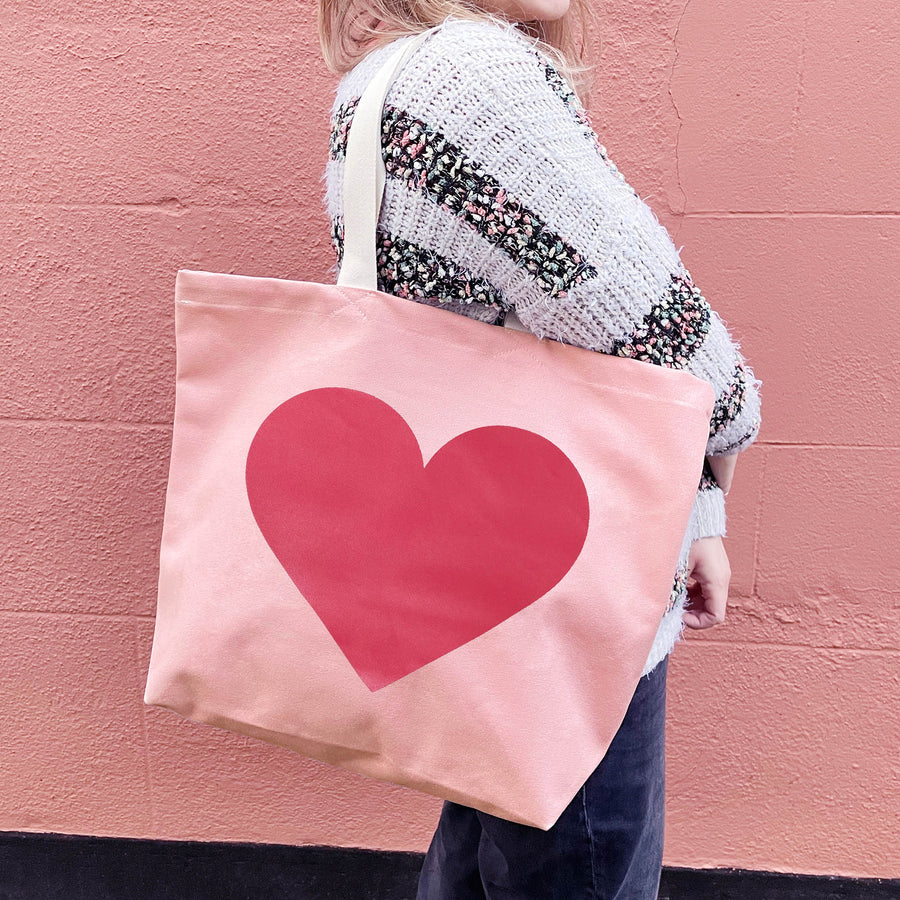 Heart - Blush Pink Canvas Tote Bag