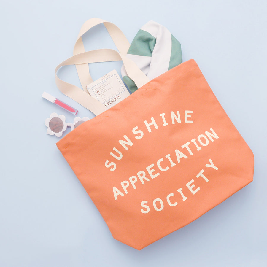 Sunshine Appreciation Society - Peach Canvas Tote Bag