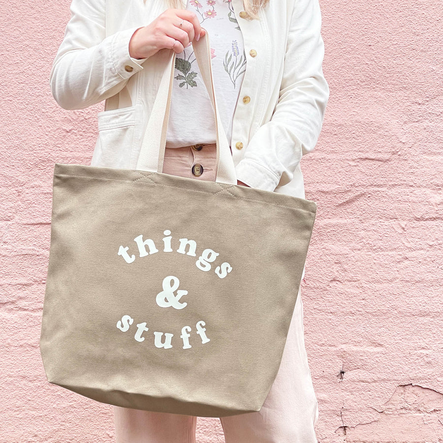 Things & Stuff - Stone Canvas Tote Bag