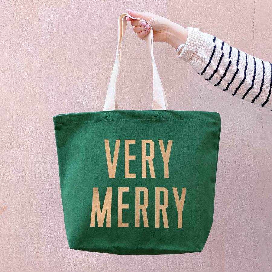 Very Merry - Green Canvas Tote Bag