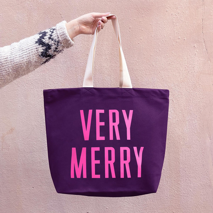 Very Merry - Plum Canvas Tote Bag