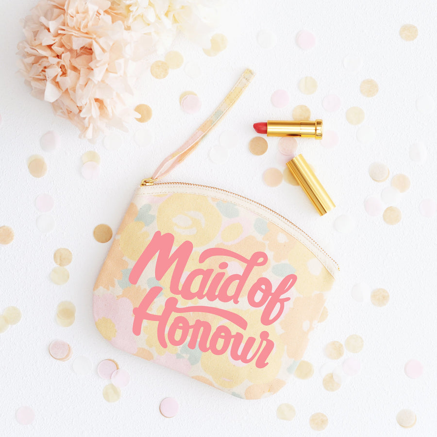 SECONDS - Maid of Honour - Floral Canvas Wedding Pouch