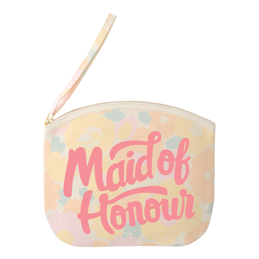 Maid of Honour - Floral Canvas Wedding Pouch