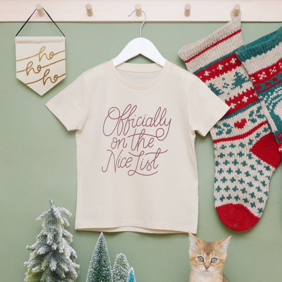 Officially on the Nice List - Kid's T-Shirt - Natural Fleck