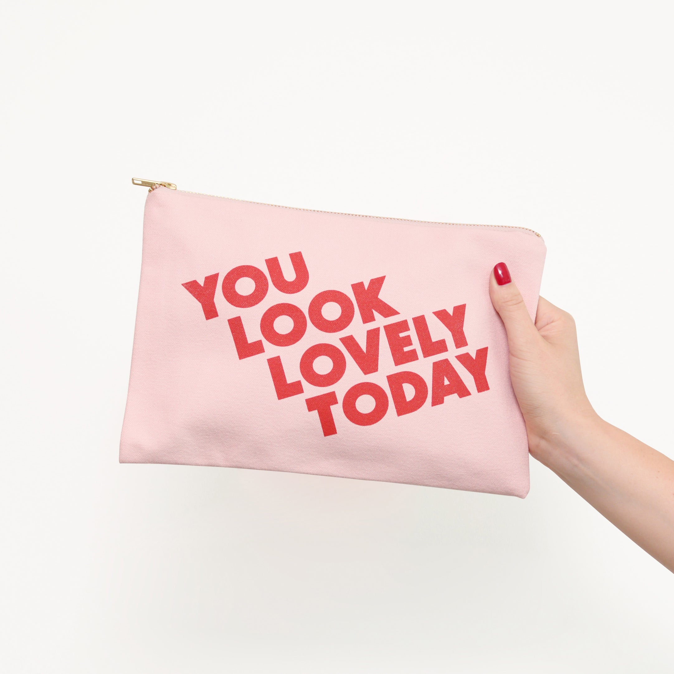 You Look Lovely Today Blush Pink Pouch Alphabet Bags
